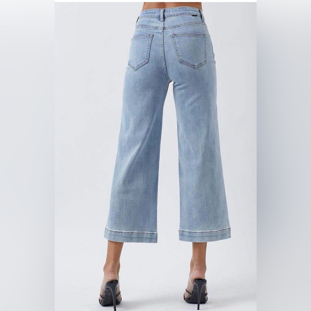 New Risen Tummy Control Stretchy Wide Leg Crop Jeans 3XL - Picture 3 of 11